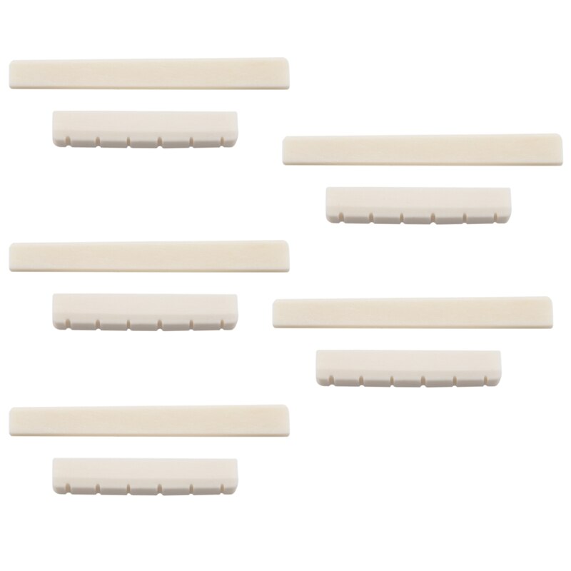 5X Classical Guitar Bone Slotted Saddle Nut Set: Default Title