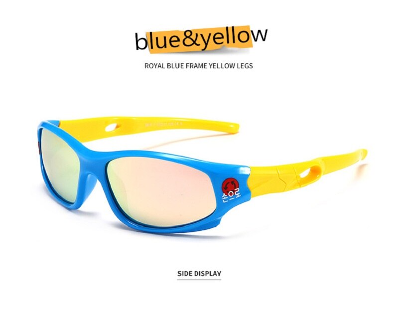 Kids Sport Cycling Fish Sunglasses Uv400 Protection Eyewear Boys Girls Outdoor Sun Glasses Coating Film Children Glasses: blueyellow