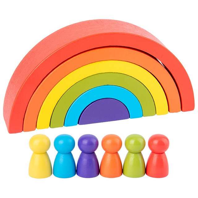 36pcs Creativo Del Bambino Di Legno Jenga Building Block Pietra Colorata Giocattolo Educativo Stile Nordico Impilabile Gioco Arcobaleno di Legno del Regalo Del Giocattolo: 12pcs