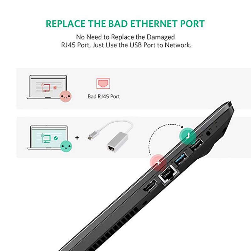 Usb-c hub nettverksadapter type -c 3.0 to ethernet  rj45 lan gigabit adapter støtter nintendo switch for 10/100/1000 mbps