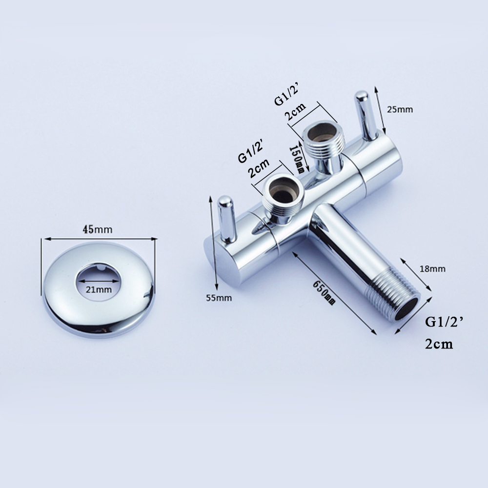 1/2 inch(DN15) Wall Mounted Double Outlet Outdoor Faucet Bathroom Wall Mounted Wash Toilet 1 inlet 2 outlet Angle Valve