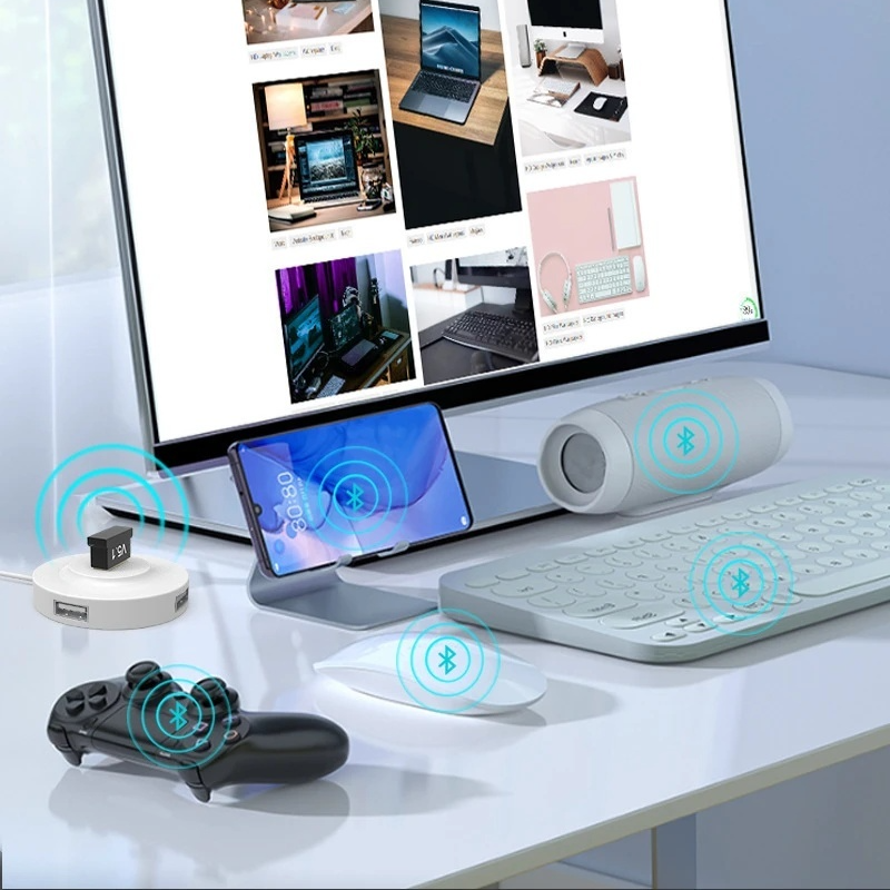 USB Bluetooth Adapter 5.3 Bluetooth Receiver Wireless Speaker Mouse Key 5.3 Computer Drive Free Audio Adapter