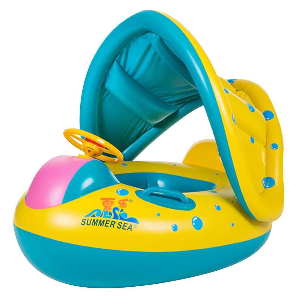 Safe Inflatable Baby Swimming Ring Pool Infant Swimming Pool Float Adjustable Sunshade Seat Baby Bathing Circle Inflatable Wheel: Default Title