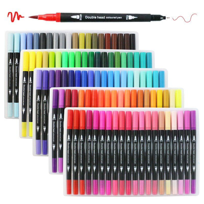Gekleurde Aquarel Pen Markers Dual Tip Art Markers Viltstiften Schetsboeken Tekening Graffiti Kunstenaar Briefpapier Levert