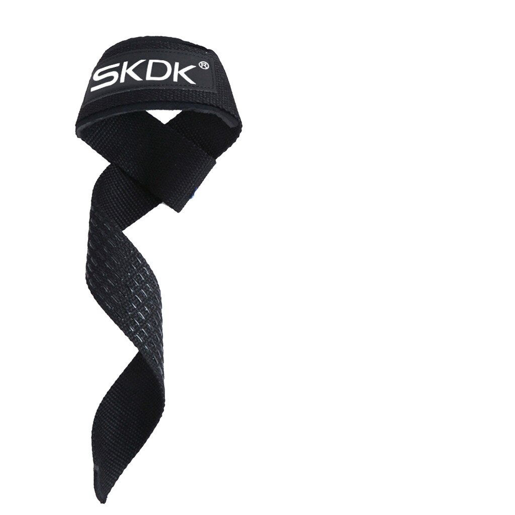 1 st tyngdlyftning handdyna handleder band handskar män gym stöd lyft grepp bälte träning fitness vikt bodybuilding: Svart