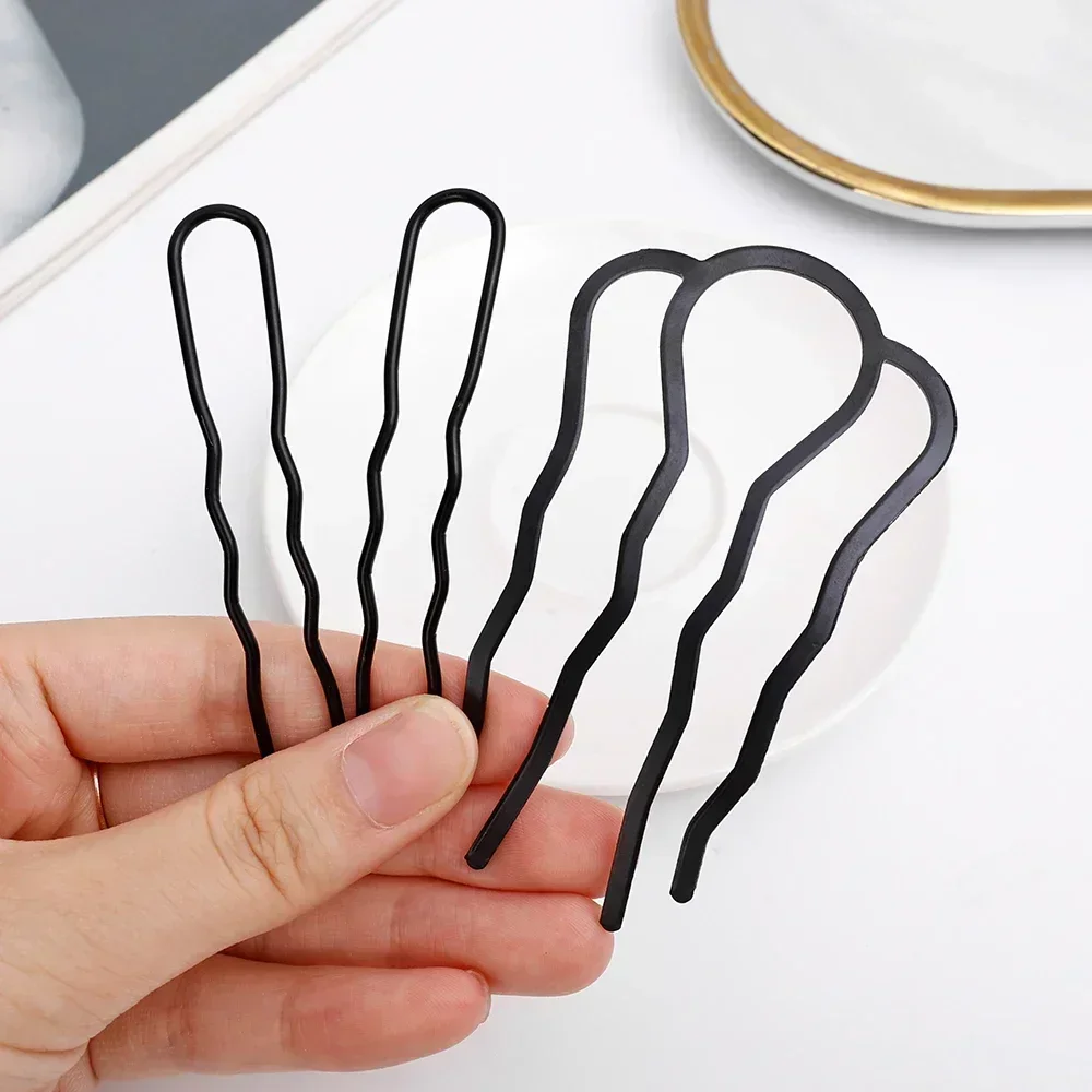 Clip de tenedor de pelo de Metal negro para mujer, peines de pasador de pelo de novia, ganchos de Clip de horquilla para moño desordenado, peines laterales, palos Updo, herramientas de estilismo para el cabello