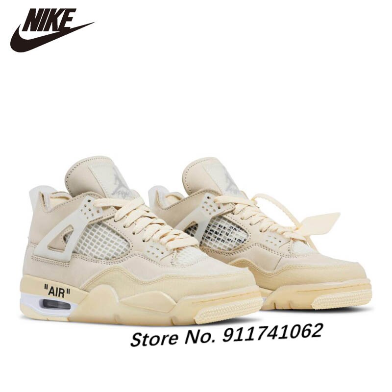 Off White X Air 4-zapatillas de baloncesto Retro para mujer, zapatillas deportivas cómodas populares de , de GUAVA ICE NOIR SAIL
