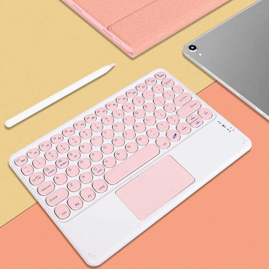 Teclado y panel táctil inalámbrico para tableta y teléfono, 10 pulgadas, Pro 11 4 para iPad Air, Bluetooth, para Huawei Matepad: pink touchpad