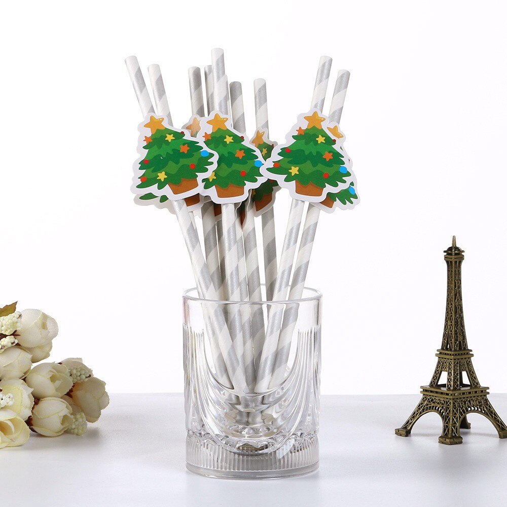 Kerst papieren rietjes kerstman drinkrietje vrolijke kerstversiering voor thuis kerstfeest benodigdheden  #t1p