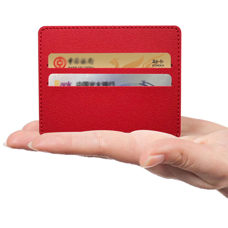 Ultradunne Pu Lederen Mini Portemonnee Slanke Bank Credit Kaarthouder Mannen Business Kleine Id Case Voor Vrouwen portemonnee 2 Slots Kaarthouder