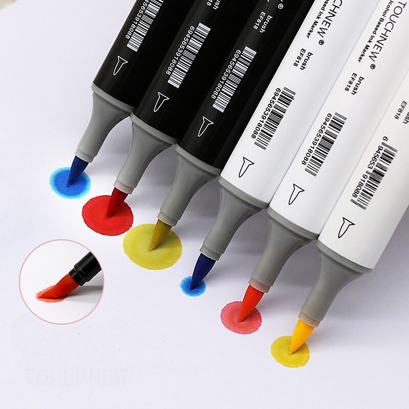 TOUCHNEW-rotuladores artísticos de doble punta para niños y adultos, pincel de Alcohol y cincel para bocetos, 30/40/60/80/168 colores