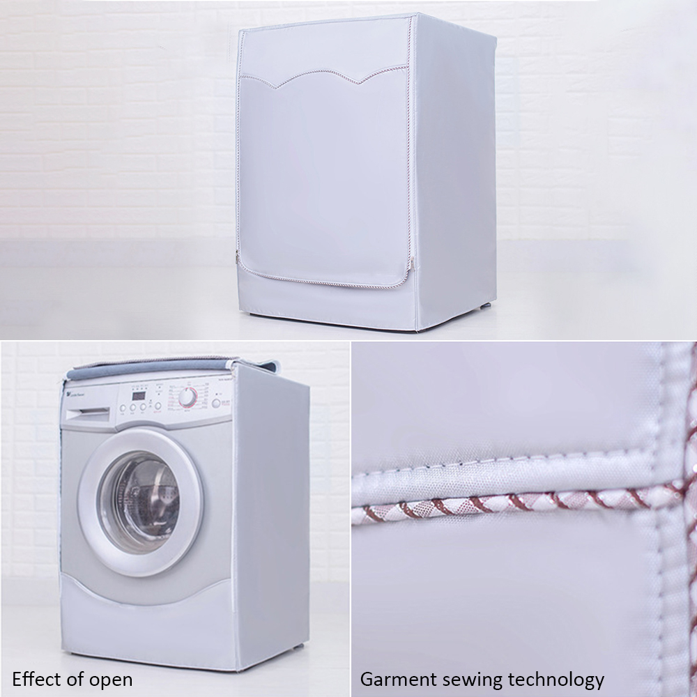 Home Roller Washing Machine Cover Modern Simple Oxford Cloth Dryer Waterproof Dustproof Hood Silver-coated Sunscreen Decoration