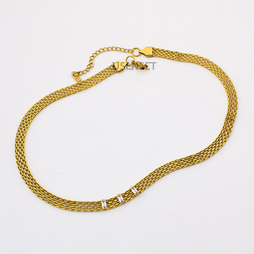 Women's 18K Gold Color Stainless Steel Choker Woven Mesh Chain Necklace Chain Charming Jewelry Waterproof Jewelry