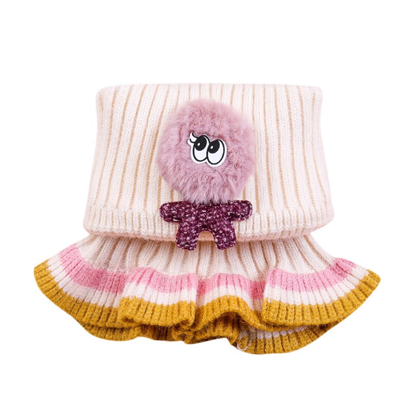 Bufanda de lana tejida para niños y niñas, cuello de invierno, cuello de capucha, círculo, ganchillo, foulard #3O08
