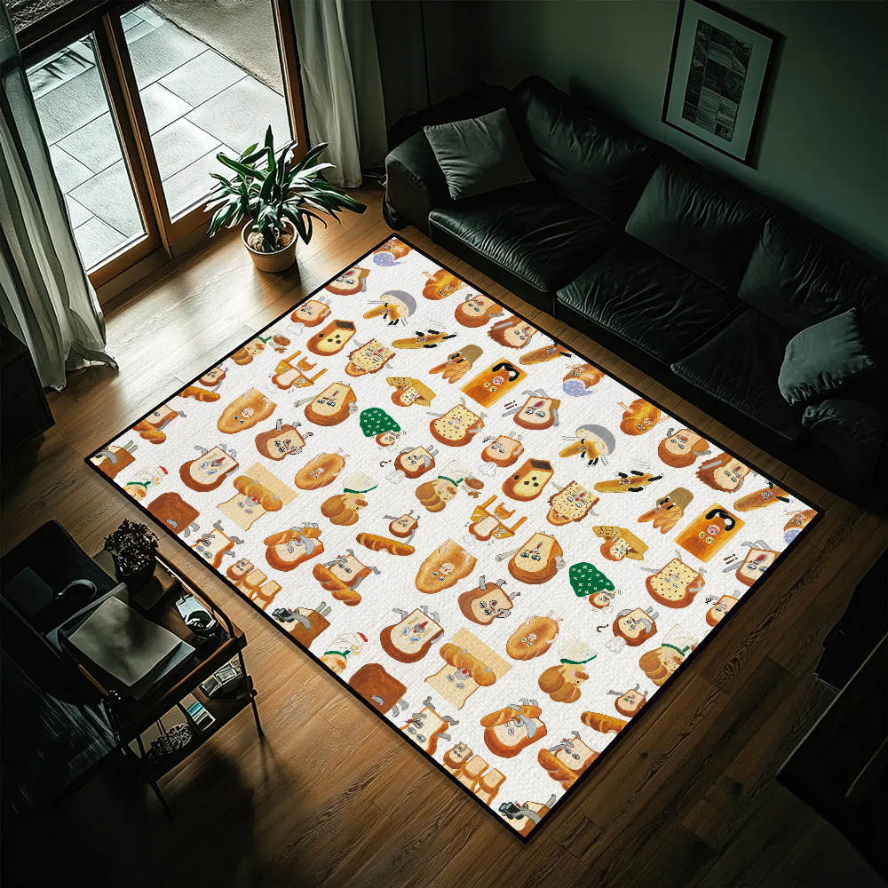 Alfombra de puerta antideslizante de dibujos animados, alfombra de cocina lavable, pan, lindo ladrón, sala de estar, pasillo, decoración de baño: 45x70cm / Morado