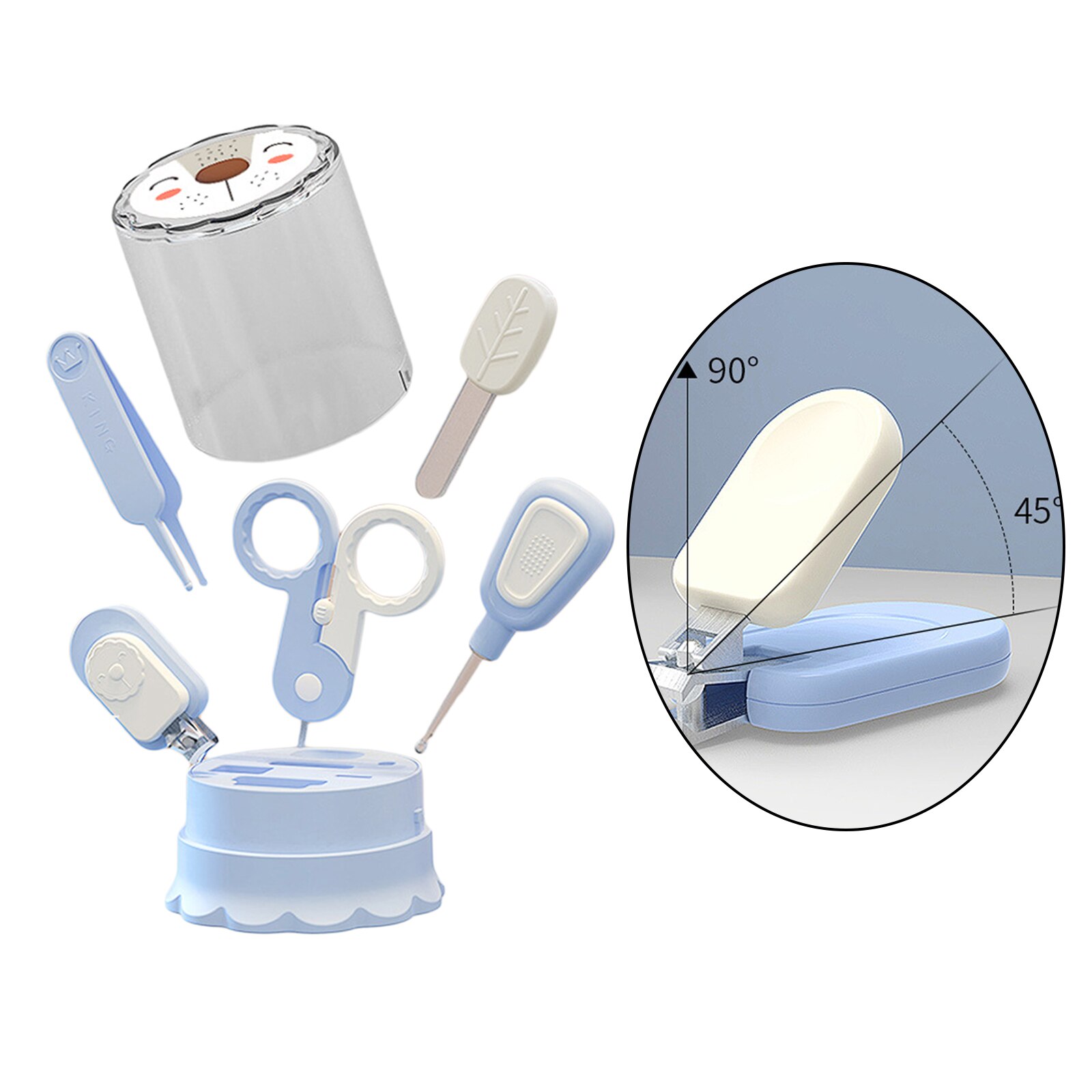 5 Stuks Baby Nail Kit, Nagelknipper, Schaar, Bestand, Pincet, &amp; Lichtgevende Oor Pick Met Storage Case Voor Kinderen Peuter Baby Baby
