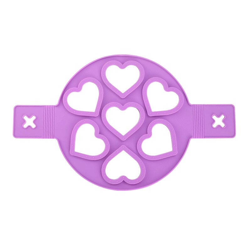 Silicone 7-hole Omelet Round Star Heart Pancake Mold Kitchen DIY Baking Gadgets: 7 Hole Heart Purple