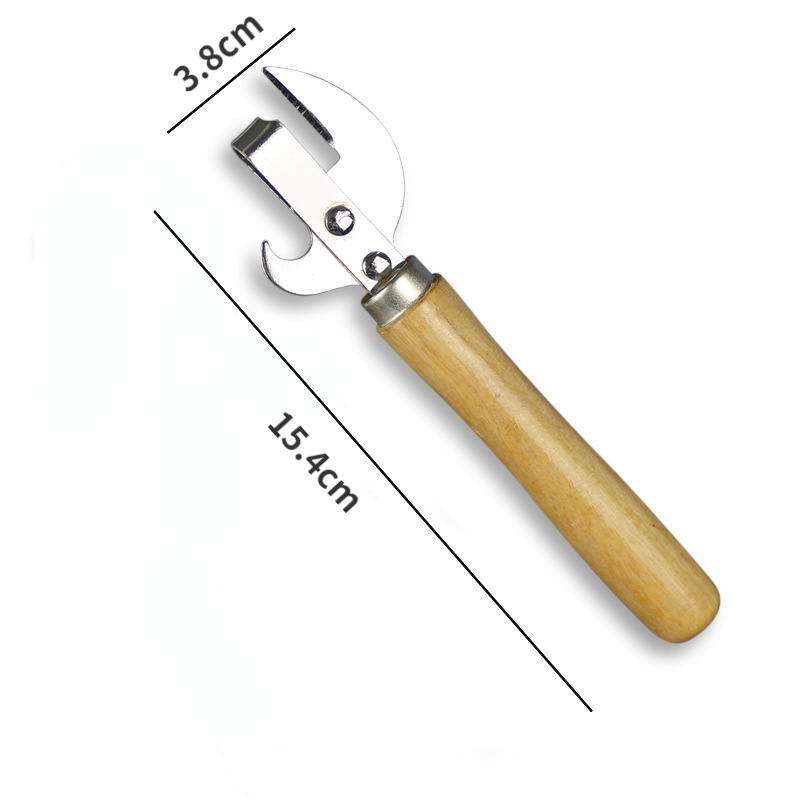 Abrelatas Manual con mango de madera, abridor de botellas de acero inoxidable, abridor de botellas de cerveza, removedor de tapa Manual, utensilio de cocina, 1 ud.