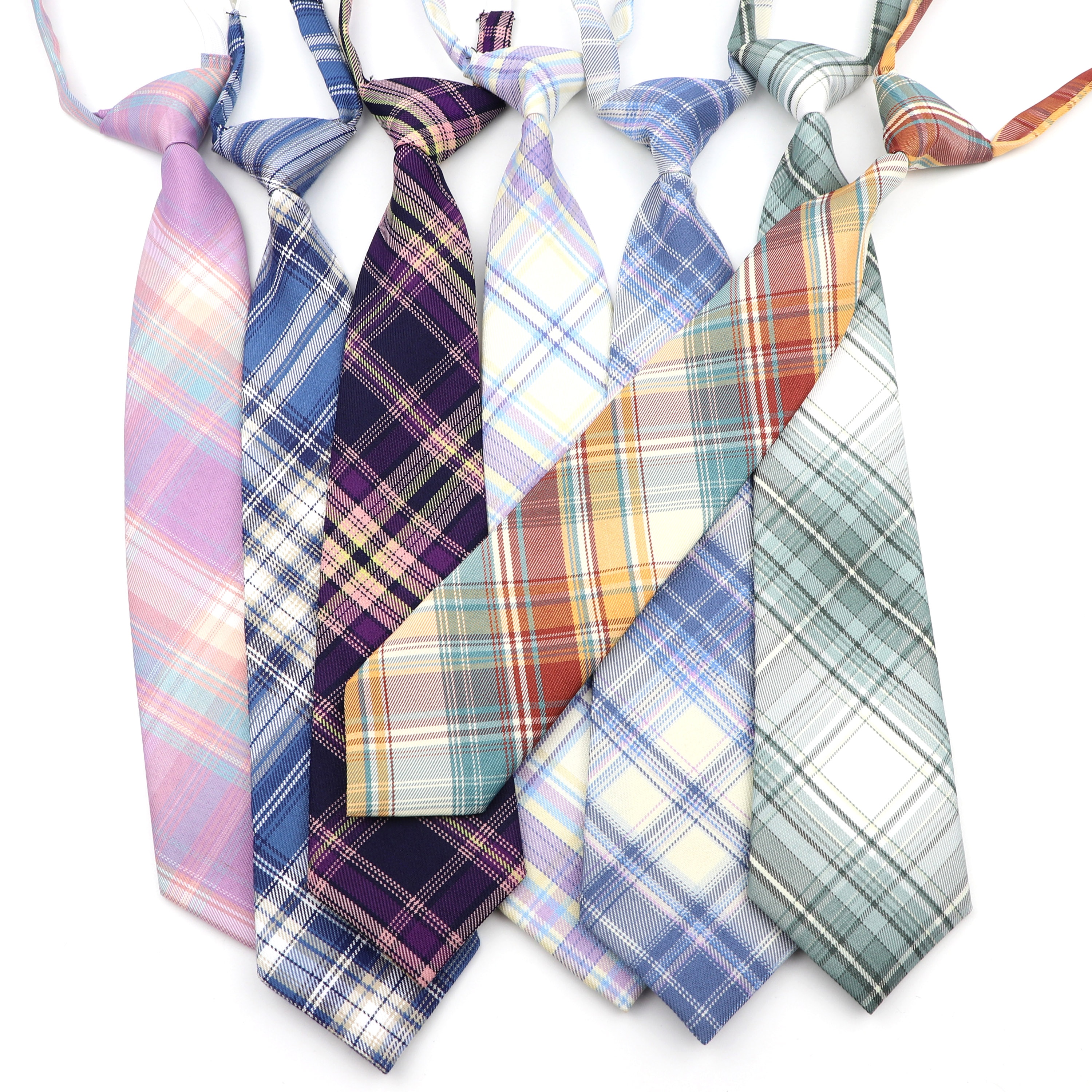 Uniforme paresseux, cravate, Plaid coloré rayé, motif papillon élastique, pour femmes, garçons et filles, accessoire de cravate mignon