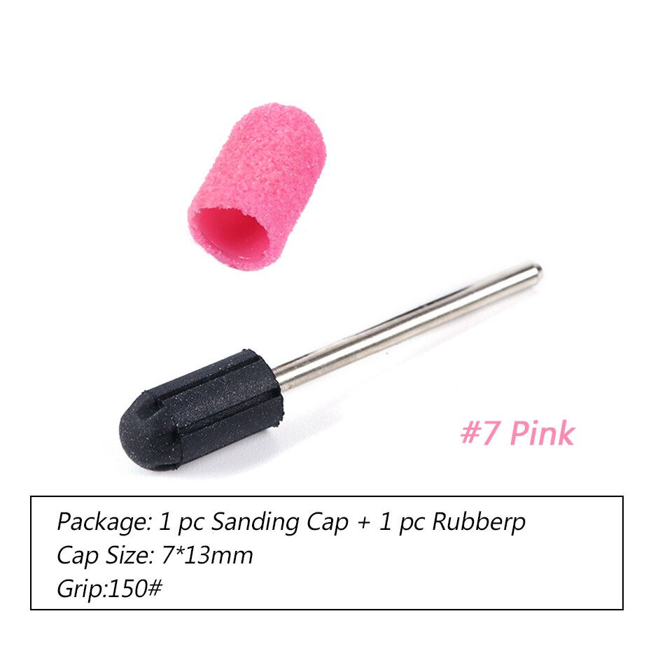 1pc taille mixte clou foret ensemble UV vernis nettoyage ongles limes 150 bandes de ponçage bloc casquettes électrique manucure Art outils BE725: No.7 Pink