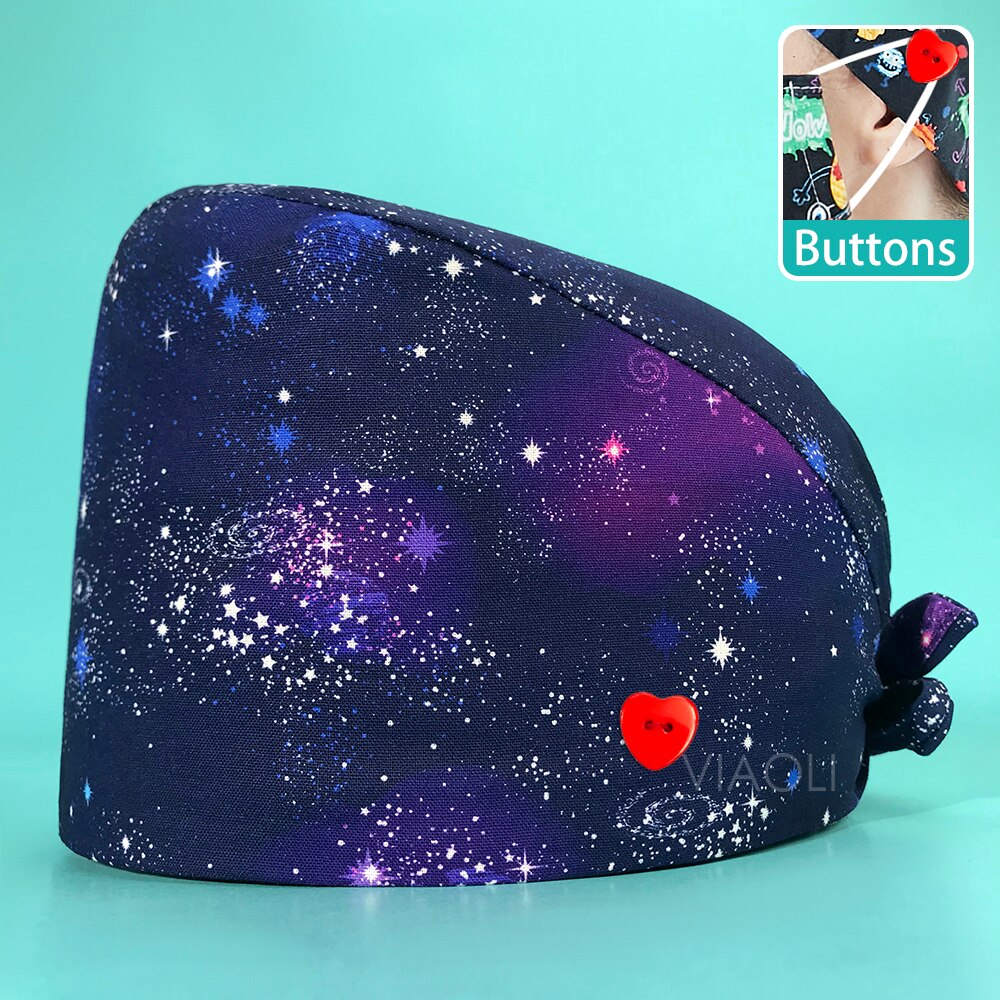 Cartoon Printing Verstelbare Scrub Cap Schoonheidssalon Verpleging Cap Laboratorium Werk Cap Pet Shop Sanitaire Dragen Scrub Cap Unisex: 22161ax