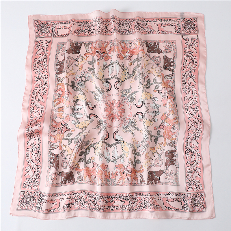 Silketørklæde firkantet kvinder top sjaler print hals tørklæder forår sommer bandana foulard femme