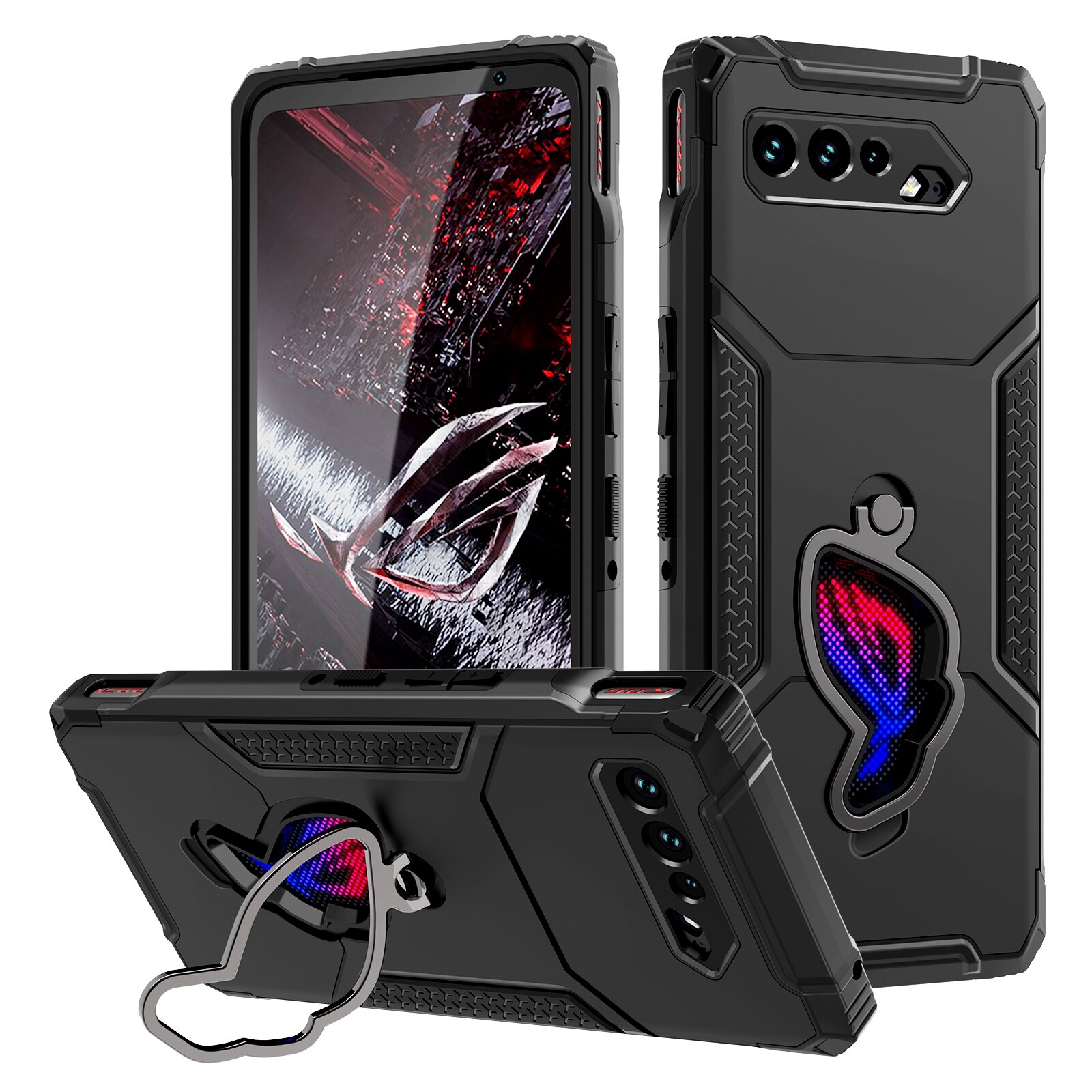ZSHOW Armor Case for ASUS ROG Phone 5 5s Case Air Trigger Compatible with Kickstand Dust Plug Protection for ROG Phone 5s