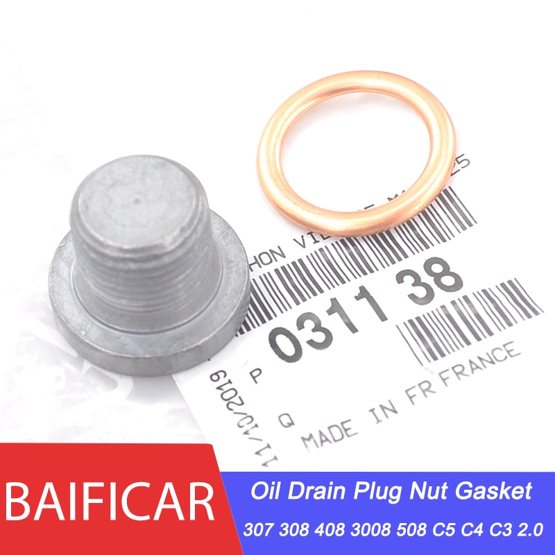 Baificar Brand Genuine Motor Olieaftapplug Moer Pakking 031138 031121 Voor Peugeot 307 308 408 3008 508 Citroen c3 C4 C5 2.0