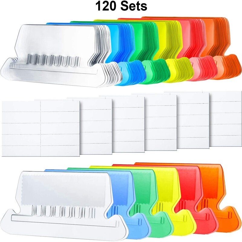 120 Sets 2 Inch Hanging Folder Tabs and Inserts for Quick Identification of Hanging Files Hanging File Inserts