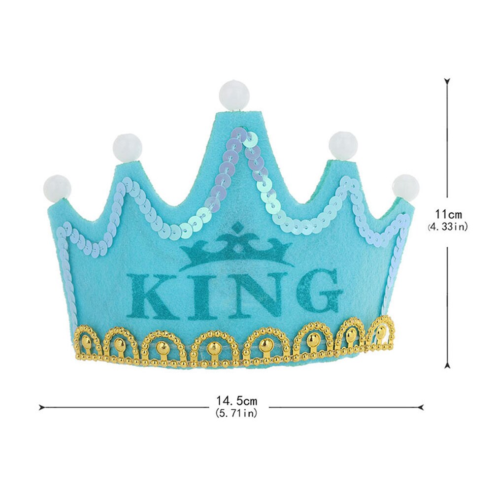 Crown Led Gelukkige Verjaardag Cap Kleurrijke Non-woven Hoed Koning Prinses Kroon Led Verjaardagsfeestje Decoraties Kerst Verjaardag Kroon