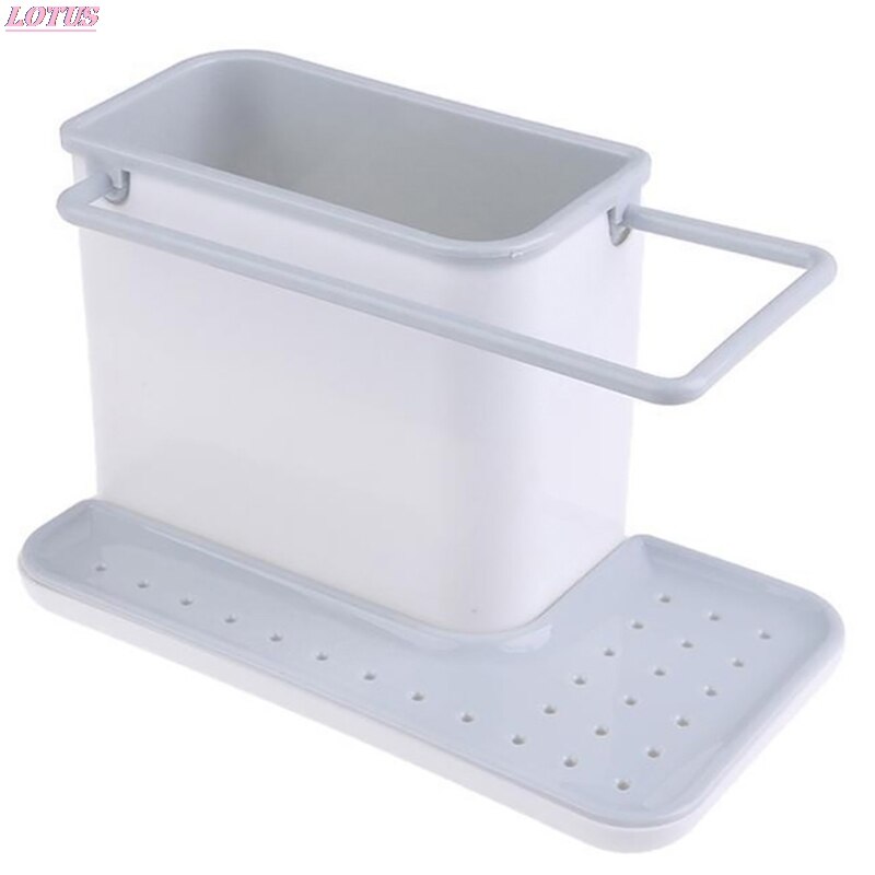 Storage Shelf Sponge Holder Draining Sink Box Kitchen Organizer Draining Rack Dish Storage Rack Stands Utensils Towel Rack: grey