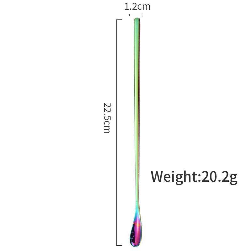 ZLAR 304 Stainless Steel Spoon Coffee Ice Tea Spoon Club Wine Cutlery Tableware Dinnerware Tiny Spoons Kichen Accessories: Rainbow Long