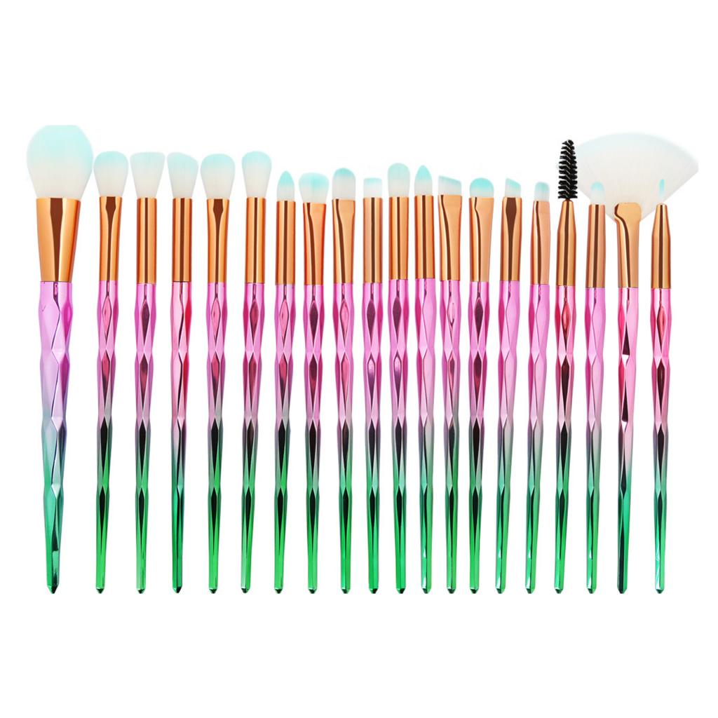 Eenhoorn oogschaduwset, make-up foundation, cosmetische penselen, make-up blending kwastenset, eyeliner, wimpers: Roze groen