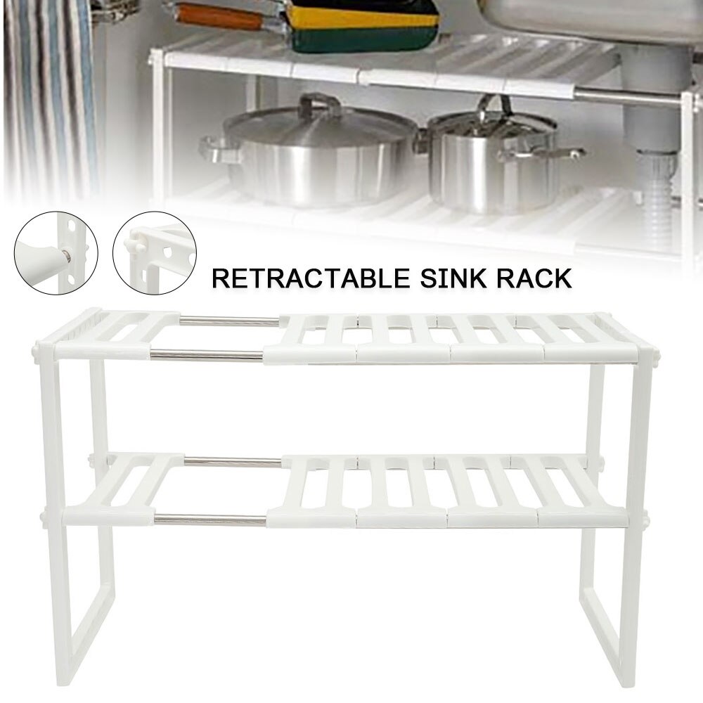 Kitchen Under Sink Storage Rack Shelf Double Layer Cooker Holder Cabinet Organizer Stainless Steel Kitchen Sink Rack