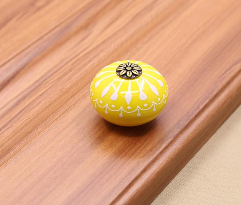 40MM kolorowe ceramiczne okrągła szafka gałki uchwyty robić drzwi szuflada robić szafki szafa meble uchwyt gałki: C