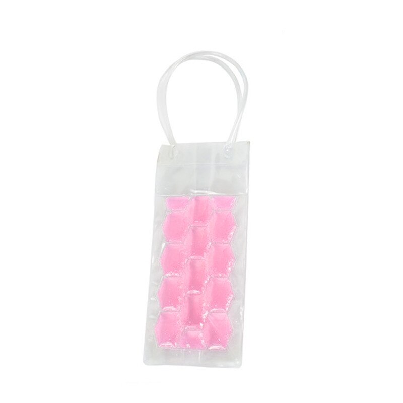 1Pc Pvc Wijn Fles Vriezer Bag Champagne Koeler Bier Cooling Gel Ijs Carrier Houder Met Handvatten Draagbare Drank Ijs-Koude Gereedschap: pink