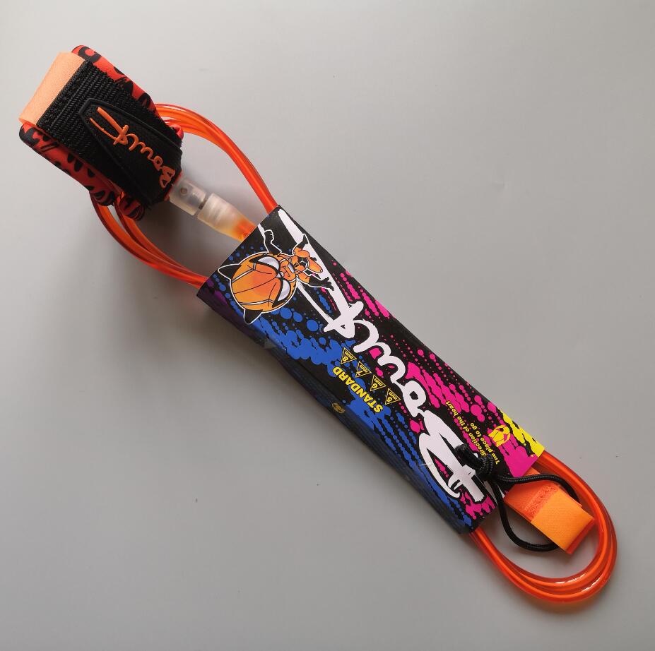 8 ft surf rope outdoor water ski surfboard foot rope TPU outdoor water sports straight rope foot leash rope: Orange