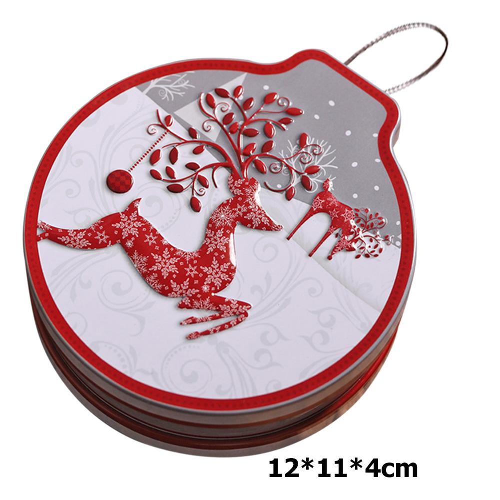 Christmas Candy Cans Tinplate Box Storage Box Biscuit Jar Iron Can Christmas Cookie Tins: Elk-Red