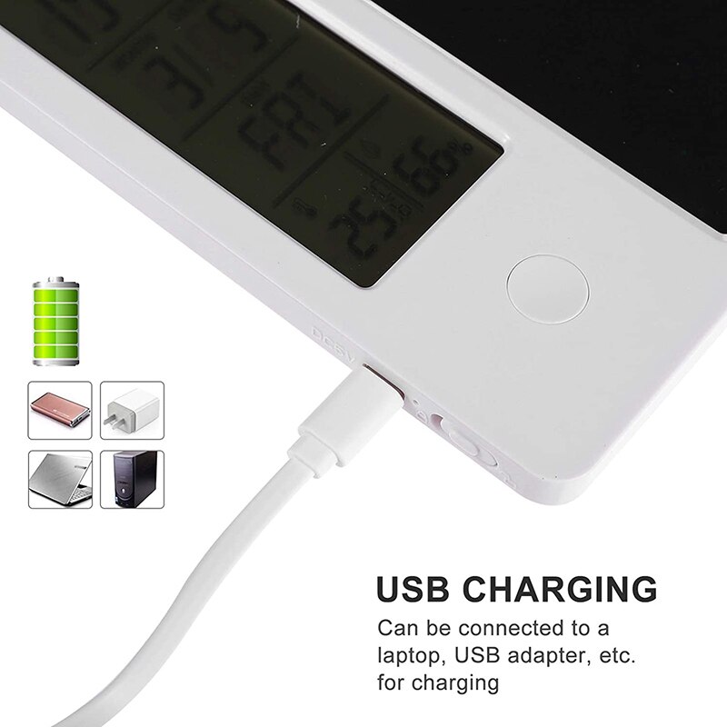 9.5 Inch Electronic Digital Clock Calendar LCD Writing Tablets Doodle Drawing Pad Board with Thermometer and Hygrometer for Kids
