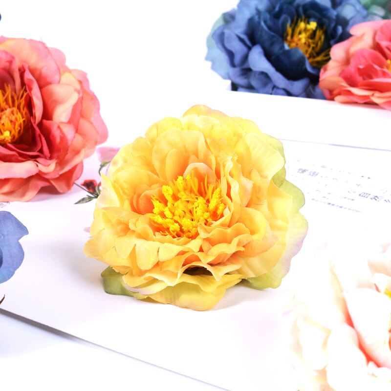 2 stk 9cm butikk kunstige pioner blomst silke rose til bryllupsfest hjemmedekorasjon diy krans utklipp blomst