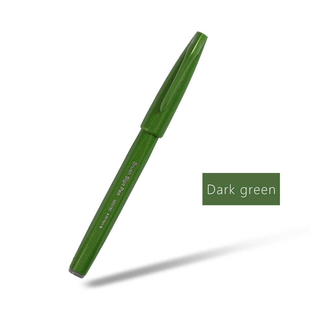 1 stücke Japan Pentel Touch Pinsel Pen-Set Pastell Farbe Kalligraphie Stifte Zeichnung Marker Schriftzug Kugel Journal Kunst Liefert: Pastel Olive green
