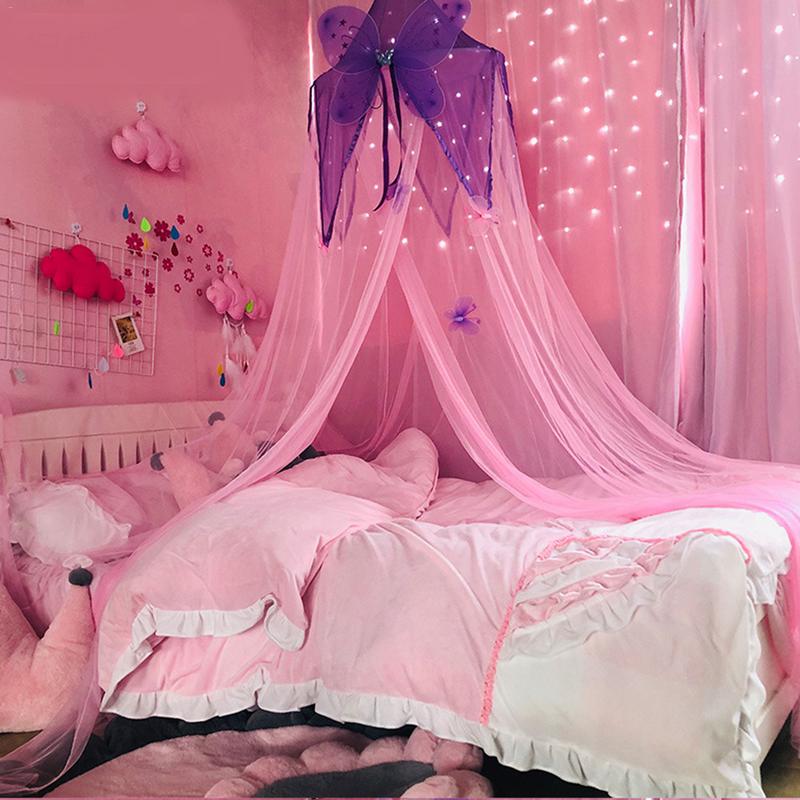 Children's Dome Mosquito Net Pink Bed Yarn European Hanging Princess Wind Bed Decorative Curtain Summer Baby Mosquito Supplies: A