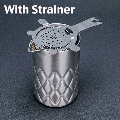 580ml Stirring Tin Cocktail Mixing Glass Double-walled and Vacuum Insulated For Temperature Consistency Bar Tool: With Strainer