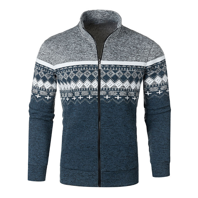 Nuevos suéteres para hombre, chaquetas, abrigos cálidos de otoño e invierno, sudaderas holgadas con cremallera, Top estampado de cuello alto: L / Verde