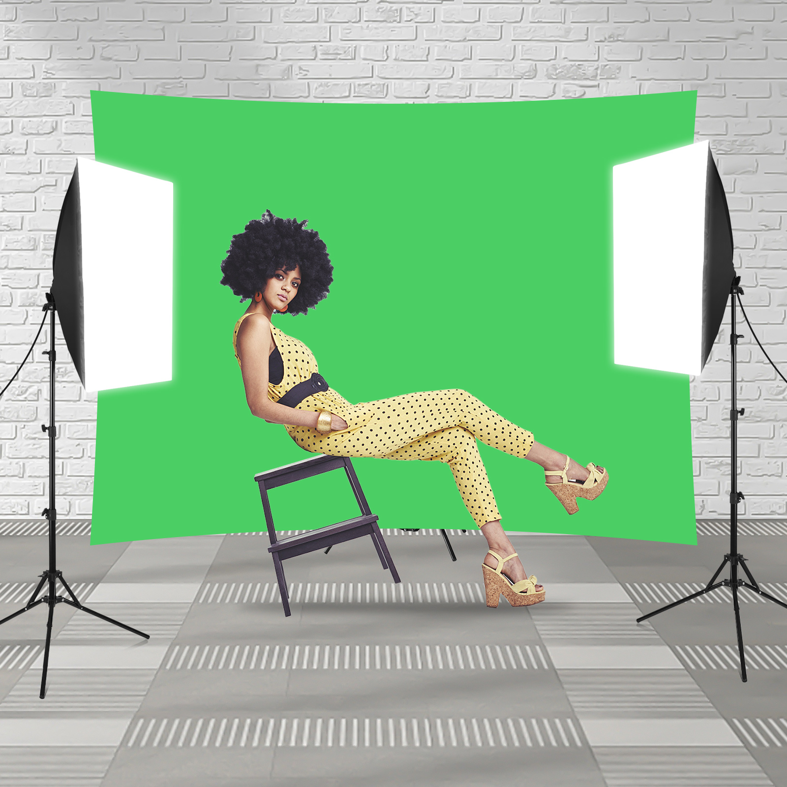 2x1.5m/ 6.5x4.9ft Green Screen Backdrop Photography Background with Adjustable Tripod Cross-Shaped Stand for Studio Photography