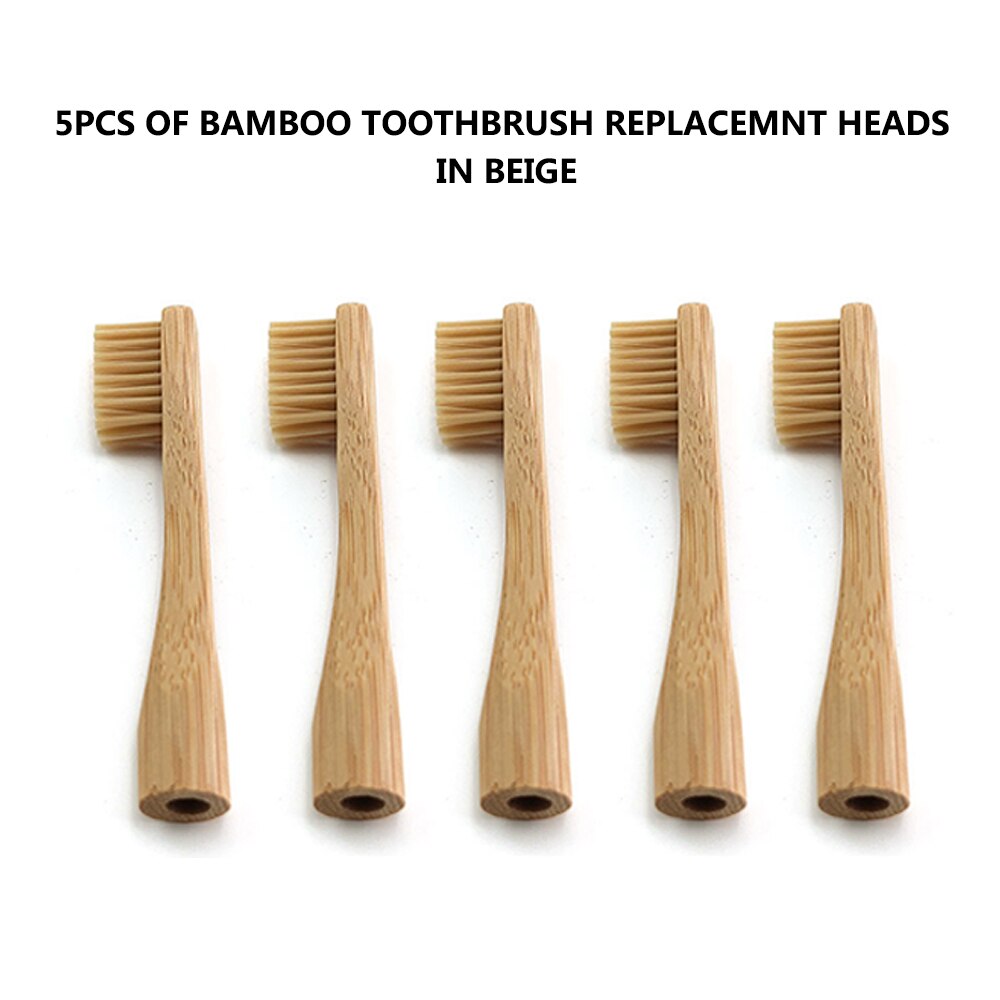 Bamboo Toothbrush with Plug-in Replacement Brush Heads Change Head ToothBush Teeth Care Cleaning Brushes for Travel Living Bath: Beige Head