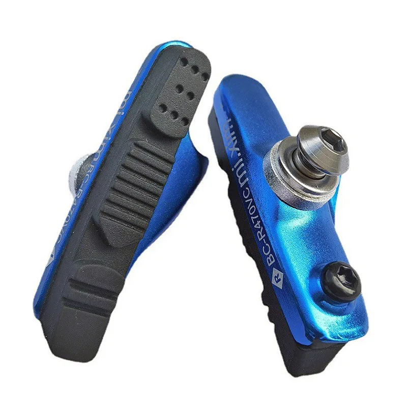 Racefiets remblokken Voor Velg C Rem CNC Fiets Remmen V-Brake Houder Schoenen Rubber Blok Duurzaam Fietsen Accessoires: Blauw
