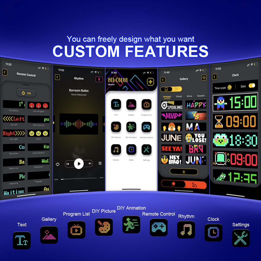 Led Matrix Pixel Panel Bluetooth App Usb Flexibele Adresseerbare Rgb Patroon Graffiti Scrolling Auto Raam Tekst Animatie Display