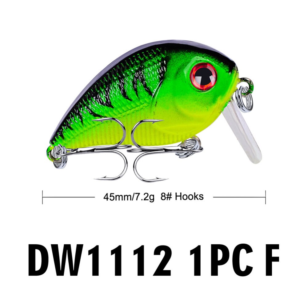 1pc 45mm/7.2g veelkleurige crank vishaak leuke vorm vishaak cirkelhaak 3d ogen met twee drievoudige haak vishaak: Dw1112 f