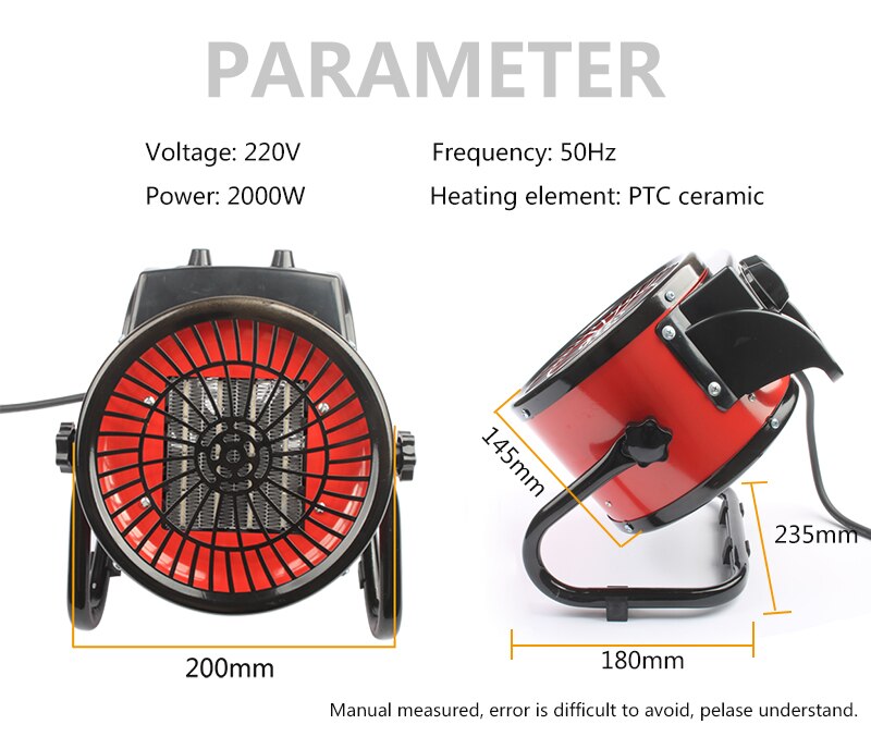 Thermostaat Air Warmer Radiator Draagbare Industriële Elektrische Kachel Kachel Snelle Warmte 3 Gear Passen Oververhitting Bescherming 2000W: Default Title